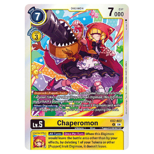 Chaperomon EX7-027 card from the Digimon set EX-07: Extra Booster Digimon Liberator