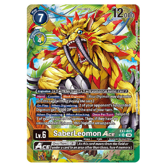 SaberLeomon (Alternative Art) EX7-029A card from the Digimon set EX-07: Extra Booster Digimon Liberator