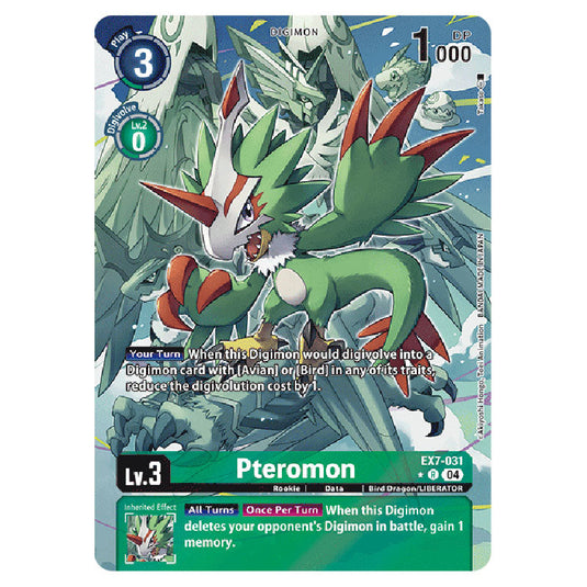 Pteromon (Alternative Art) EX7-031A card from the Digimon set EX-07: Extra Booster Digimon Liberator