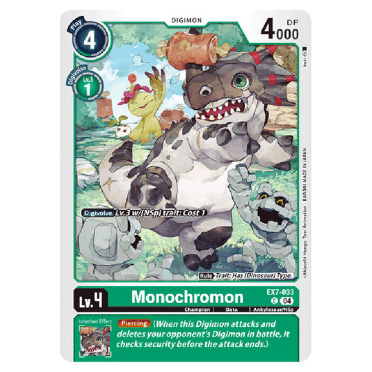 Monochromon EX7-033 card from the Digimon set EX-07: Extra Booster Digimon Liberator