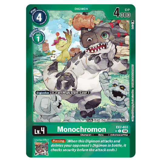 Monochromon (Alternative Art) EX7-033A card from the Digimon set EX-07: Extra Booster Digimon Liberator