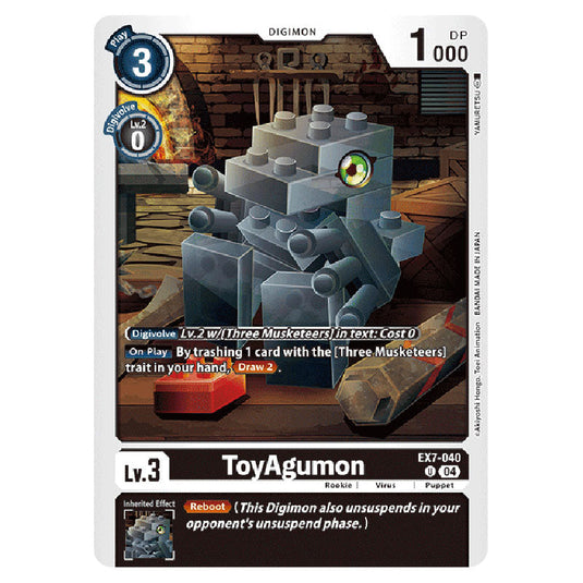 ToyAgumon EX7-040 card from the Digimon set EX-07: Extra Booster Digimon Liberator