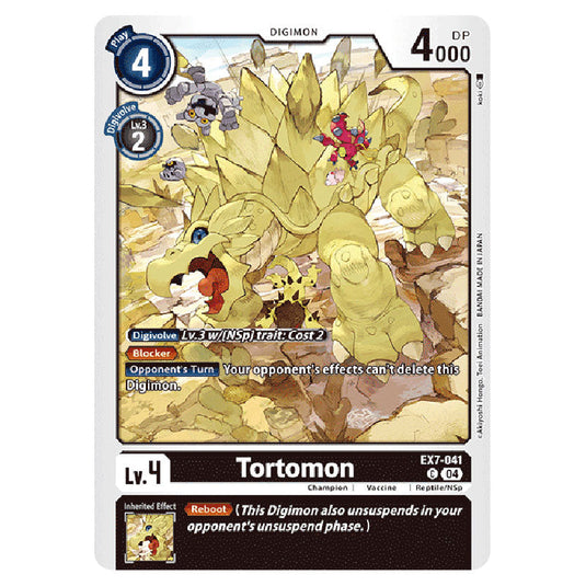 Tortomon EX7-041 card from the Digimon set EX-07: Extra Booster Digimon Liberator