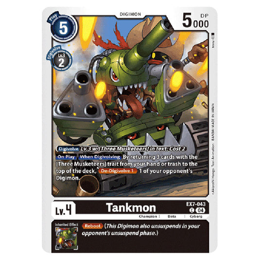 Tankmon EX7-043 card from the Digimon set EX-07: Extra Booster Digimon Liberator