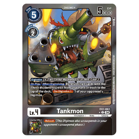 Tankmon (Alternative Art) EX7-043A card from the Digimon set EX-07: Extra Booster Digimon Liberator