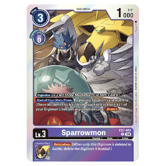 Sparrowmon EX7-051 card from the Digimon set EX-07: Extra Booster Digimon Liberator