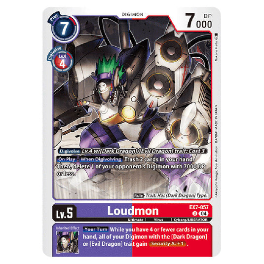 Loudmon EX7-057 card from the Digimon set EX-07: Extra Booster Digimon Liberator