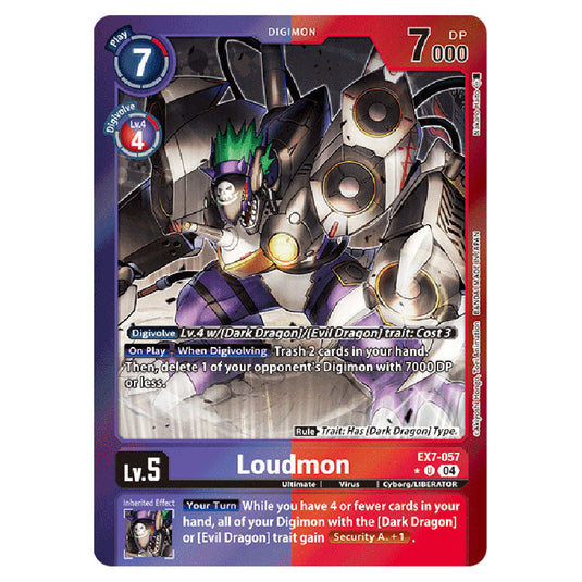 Loudmon (Alternative Art) EX7-057A card from the Digimon set EX-07: Extra Booster Digimon Liberator