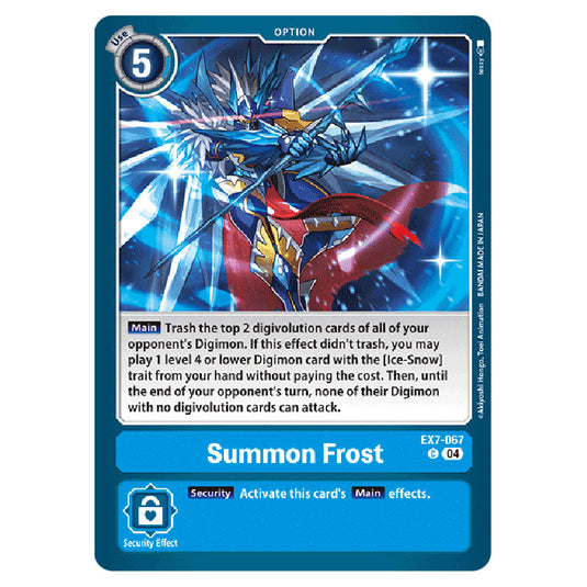 Summon Frost EX7-067 card from the Digimon set EX-07: Extra Booster Digimon Liberator