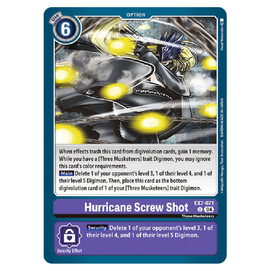 Hurricane Screw Shot EX7-071 card from the Digimon set EX-07: Extra Booster Digimon Liberator