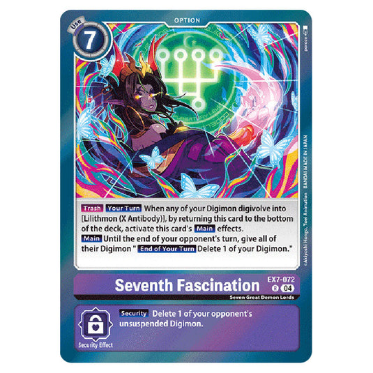 Seventh Fascination EX7-072 card from the Digimon set EX-07: Extra Booster Digimon Liberator