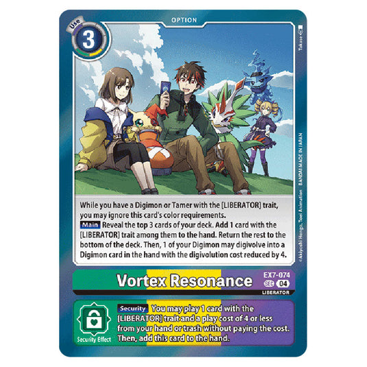 Vortex Resonance EX7-074 card from the Digimon set EX-07: Extra Booster Digimon Liberator