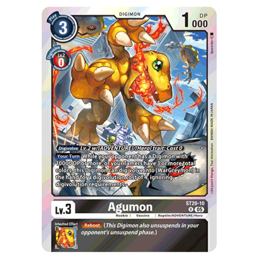 Agumon ST20-10 card from the Digimon set ST-20: Starter Deck Protector of Light