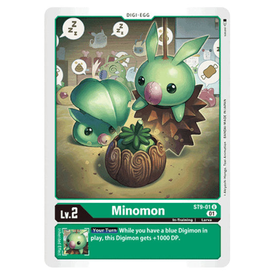Minomon ST9-01 card from the Digimon set ST-9: Starter Deck Ultimate Ancient Dragon