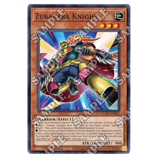 Zubababa Knight DUAD-EN001 card from the Yu-Gi-Oh! set Duelist’s Advance
