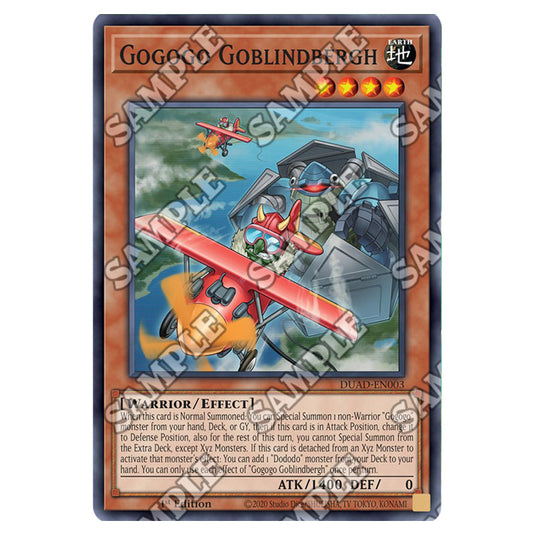 Gogogo Goblindbergh DUAD-EN003 card from the Yu-Gi-Oh! set Duelist’s Advance