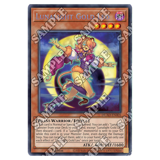 Lunalight Gold Leo DUAD-EN005 card from the Yu-Gi-Oh! set Duelist’s Advance