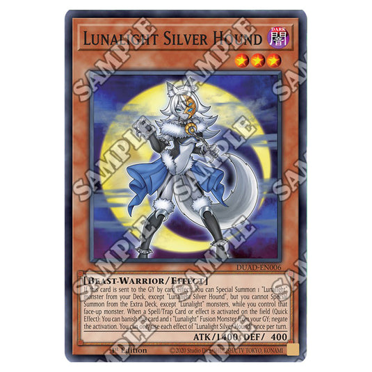 Lunalight Silver Hound DUAD-EN006 card from the Yu-Gi-Oh! set Duelist’s Advance