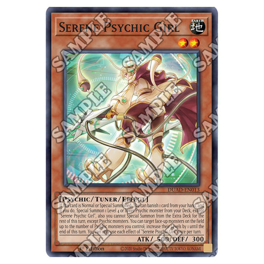 Serene Psychic Girl DUAD-EN013 card from the Yu-Gi-Oh! set Duelist’s Advance
