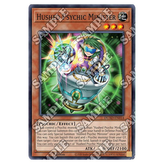 Hushed Psychic Minister DUAD-EN014 card from the Yu-Gi-Oh! set Duelist’s Advance