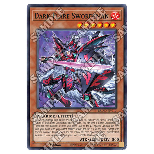 Dark Flare Swordsman DUAD-EN019 card from the Yu-Gi-Oh! set Duelist’s Advance