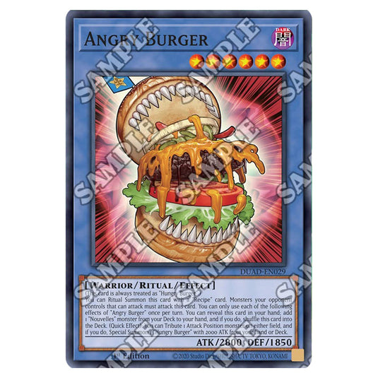 Angry Burger DUAD-EN029 card from the Yu-Gi-Oh! set Duelist’s Advance