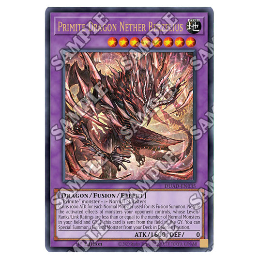 Primite Dragon Nether Berzelius DUAD-EN035 card from the Yu-Gi-Oh! set Duelist’s Advance