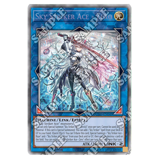 Sky Striker Ace = Zero DUAD-EN049A card from the Yu-Gi-Oh! set Duelist’s Advance