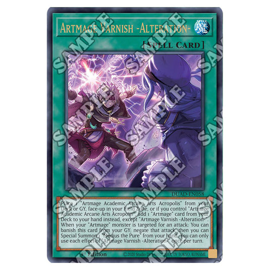 Artmage Varnish -Alteration- DUAD-EN058 card from the Yu-Gi-Oh! set Duelist’s Advance