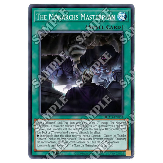 The Monarchs Masterplan DUAD-EN061 card from the Yu-Gi-Oh! set Duelist’s Advance