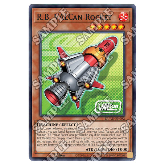 R.B. VALCan Rocket DUAD-EN092 card from the Yu-Gi-Oh! set Duelist’s Advance