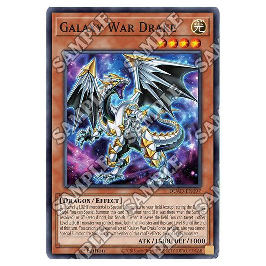 Galaxy War Drake DUAD-EN097 card from the Yu-Gi-Oh! set Duelist’s Advance