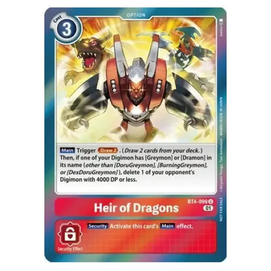 Digimon Card Game - Xros Encounter Box Topper Promo (BT10) - Heir of Dragons (Uncommon) - BT4-099
