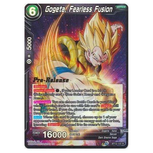 Dragon Ball Super - B12 - Vicious Rejuvenation - Pre-release - Gogeta, Fearless Fusion - BT12-137