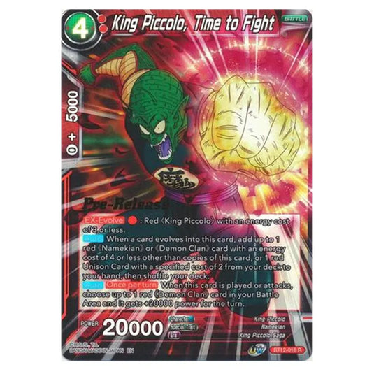 Dragon Ball Super - B12 - Vicious Rejuvenation - Pre-release - King Piccolo, Time to Fight - BT12-018