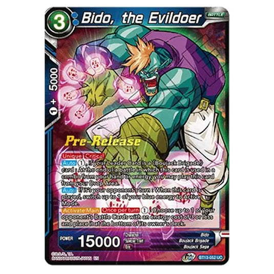 Dragon Ball Super - B13 - Supreme Rivalry - Pre-release - Bido, the Evildoer - BT13-052