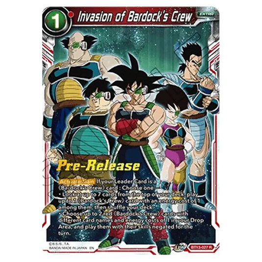 Dragon Ball Super - B13 - Supreme Rivalry - Pre-release - Invasion of Bardock's Crew - BT13-027