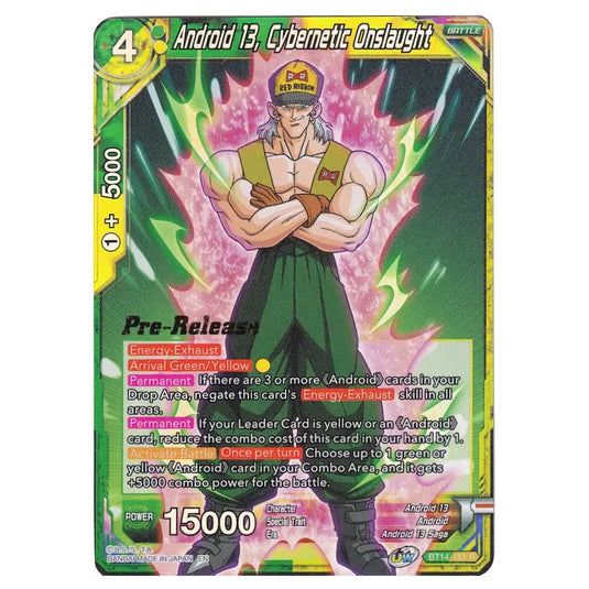Dragon Ball Super - B14 - Cross Spirits - Pre-release - Android 13, Cybernetic Onslaught - BT14-151
