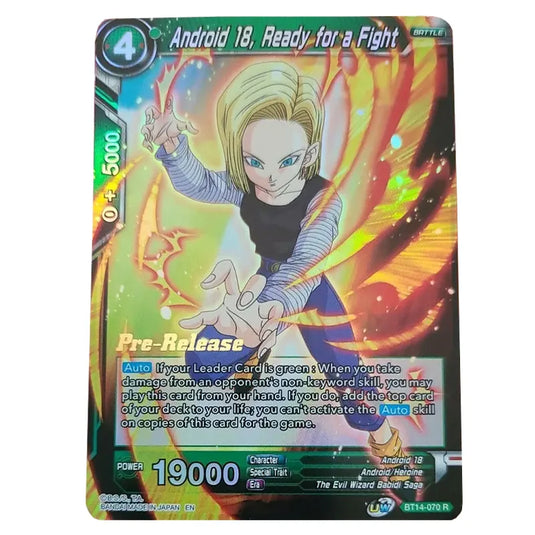 Dragon Ball Super - B14 - Cross Spirits - Pre-release - Android 18, Ready for a Fight - BT14-070