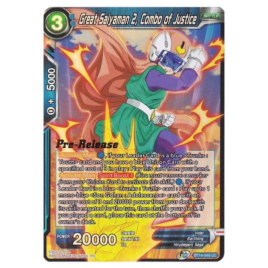 Dragon Ball Super - B14 - Cross Spirits - Pre-release - Great Saiyaman 2, Combo of Justice - BT14-048