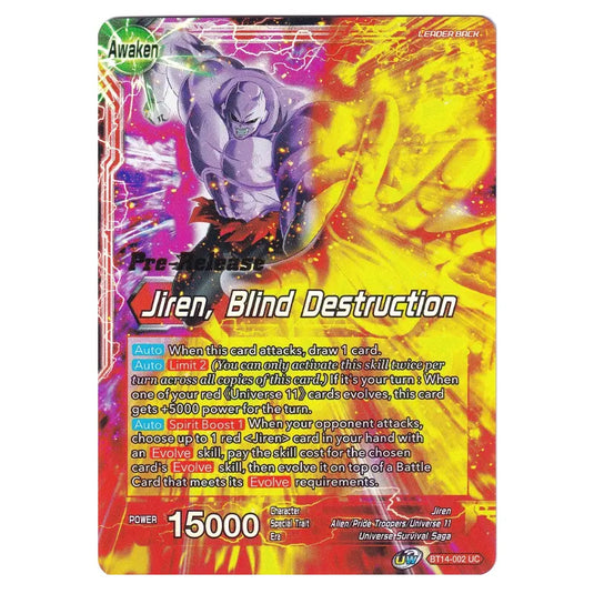 Dragon Ball Super - B14 - Cross Spirits - Pre-release - Jiren // Jiren, Blind Destruction - BT14-002