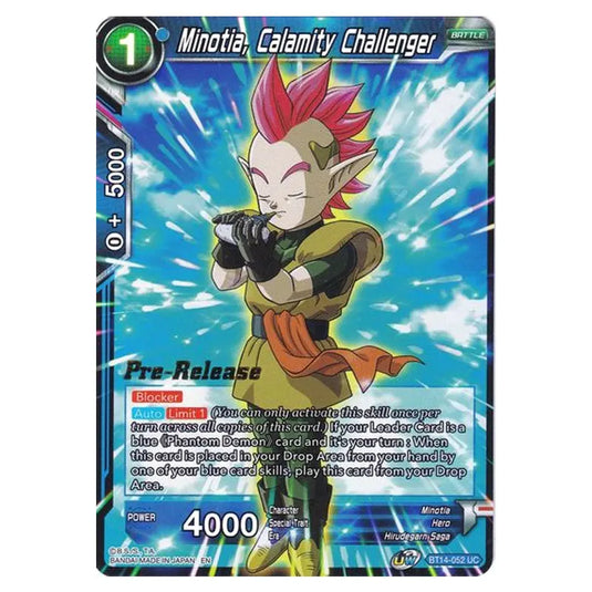 Dragon Ball Super - B14 - Cross Spirits - Pre-release - Minotia, Calamity Challenger - BT14-052