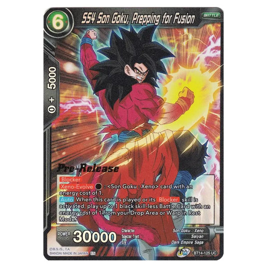 Dragon Ball Super - B14 - Cross Spirits - Pre-release - SS4 Son Goku, Prepping for Fusion - BT14-125