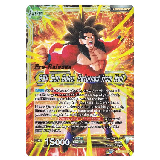 Dragon Ball Super - B14 - Cross Spirits - Pre-release - Son Goku // SS4 Son Goku, Returned from Hell - BT14-091