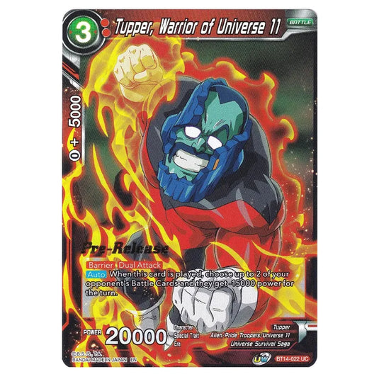 Dragon Ball Super - B14 - Cross Spirits - Pre-release - Tupper, Warrior of Universe 11 - BT14-022