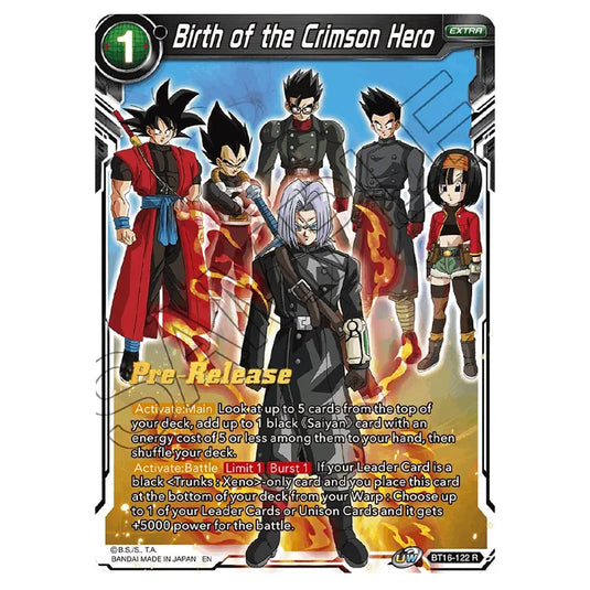 Dragon Ball Super - B16 - Realm Of The Gods - Pre-release - Birth of the Crimson Hero - BT16-122 (Foil)