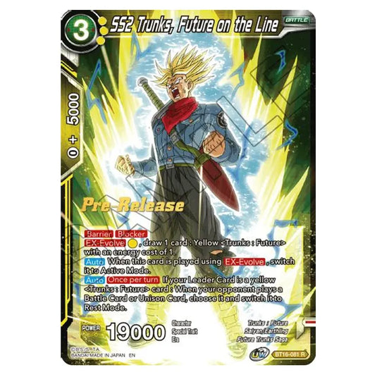 Dragon Ball Super - B16 - Realm Of The Gods - Pre-release - SS2 Trunks, Future on the Line - BT16-081 (Foil)