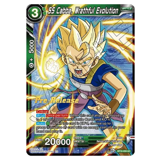 Dragon Ball Super - B16 - Realm Of The Gods - Pre-release - SS Cabba, Wrathful Evolution - BT16-059 (Foil)