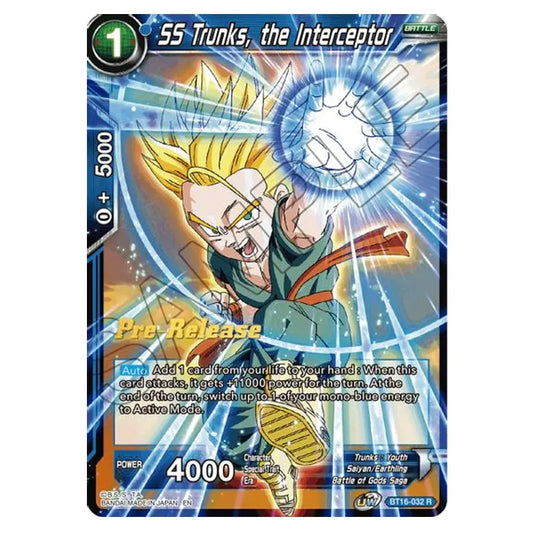 Dragon Ball Super - B16 - Realm Of The Gods - Pre-release - SS Trunks, the Interceptor - BT16-032 (Foil)