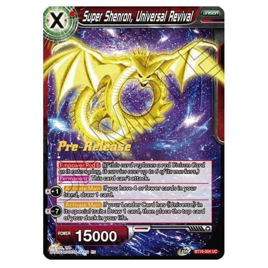 Dragon Ball Super - B16 - Realm Of The Gods - Pre-release - Super Shenron, Universal Revival - BT16-004 (Foil)